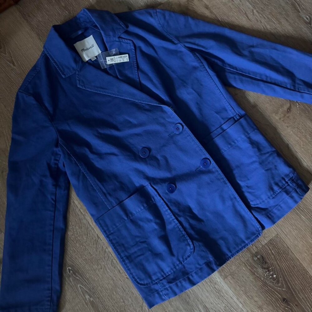 NWT Madewell Crossover Blazer in (Re)generative Chino Cobalt Blue size Small - Picture 4 of 7